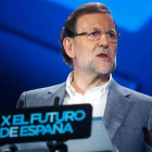 El Presidente del Gobierno Mariano Rajoy durante su discurso de clausura de la Conferencia Política 2015 del PP en Madrid.