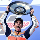 Marc Márquez (Honda) celebra a gritos su victoria en Australia.