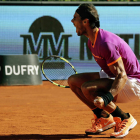 Rafa Nadal celebra su victoria ante el serbio Djokovic en semifinales del Open de Madrid. BARRENECHEA