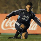 Sergio Aguero durante una sesión de entrenamiento de la selección argentina.