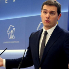 El líder de Ciudadanos, Albert Rivera, en una rueda de prensa.
