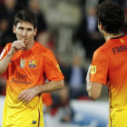 Messi dedicó el primero de sus dos goles a su hijo recién nacido Thiago.