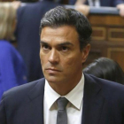 El secretario general del PSOE, Pedro Sánchez, en el Congreso de los Diputados.