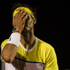 Rafael Nadal se lamenta en el partido contra el uruguayo Pablo Cuevas en el torneo de Río de Janeiro este sábado.