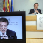 Un momento de la rueda de prensa de De Santiago-Juárez.