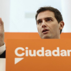 El presidente de Ciudadanos, Albert Rivera, durante una rueda de prensa.