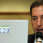 Glenn Greenwald participa, vía teleconferencia desde Río de Janeiro, en una jornada sobre periodismo que se celebra en Denver, el lunes.