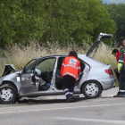 Uno de los últimos accidentes registrados en la comarca, el 15 de junio en Camponaraya. L. DE LA MATA