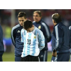 El delantero argentino Lionel Messi tras la tanda de los penaltis del partido Chile-Argentina, de final de la Copa América de Chile 2015, en el Estadio Nacional Julio Martínez Prádanos de Santiago de Chile.