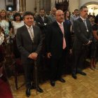 La corporación municipal de Ponferrada en la misa de acción de gracias, celebrada ayer en la basílica.