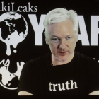 Julian Assange, en su aparición por videoconferencia.