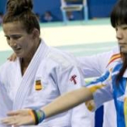 La judoca española Isabel Fernández tras perder su combate