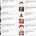 Una muestra de los cientos de aplicaciones sobre Donald Trump disponibles en Play Store.