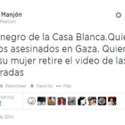 El 'tuit' de Pilar Majón dedicado a Barack Obama.