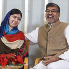 Los galardonados Malala Yousafzai y Kailash Satyarthi.