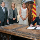 Artur Mas, durante el acto de firma del decreto de disolución del Parlamento de Catalunya y de convocatoria de elecciones para el próximo 27 de septiembre.
