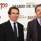 José María Aznar junto al director del Diario de Soria antes de la conferencia pronunciada por el centenario del periódico.