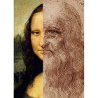 Montaje con la Gioconda y Leonardo Da Vinci.