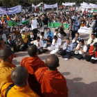 Concentración en favor de los derechos humanos en Phnom Penh, Camboya.