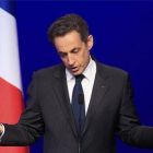 Sarkozy, en el acto en el que ha reconocido su derrota.