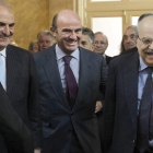 Joaquim Gay, Luis de Guindos y Andreu Mas-Colell.