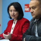 Ángela Marqués y Gerardo Álvarez Courel, durante la comparecencia de ayer.