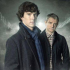 Imagen promocional de la serie de la BBC 'Sherlock', protagonizada por Benedict Cumberbatch y Martin Freeman.