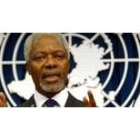 Kofi Annan en la sede de las Naciones Unidas en Nueva York