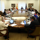 Pedro Sánchez reunido con el Consejo de Ministros para abordar medidas sobre las pensiones. FERNANDO CALVO