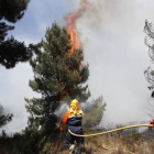 Un incendio se acercó al casco urbano de San Andrés del Rabanedo. JESÚS F. SALVADORES