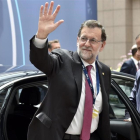 Mariano Rajoy, este martes, a su llegada a la cumbre de Bruselas.