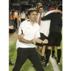 El técnico del Alicante, Felipe Miñambres, vivió intensamente el choque