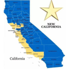 El mapa de la división del estado de California entre Nueva California y Vieja California.