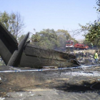 Los restos del avión de Spanair que el 20 de agosto del 2008 se estrelló poco después de despegar en Barajas.
