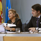 Valdeón y Juan Carlos Suárez-Quiñones, en la rueda de prensa de ayer. NACHO GALLEGO