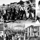Imágenes de la España de la Guerra Civil, arriba una foto de Laurentino Tejerina y debajo cartel de la exposición que se abre hoy en San Marcelo.