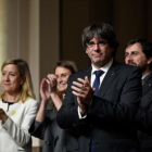 Carles Puigdemont, el 7 de noviembre en Bruselas, en su encuentro con 200 alcaldes catalanes.