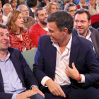 Tudanca, Sánchez y Puente, ayer, en el mitin de los socialistas en Valladolid.