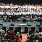 Imagen de archivo de un concierto de las aulas corales también en el Palacio de Deportes.