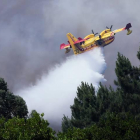 Un avión francés combate el fuego en Alto da Louriceira, en Portugal.