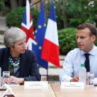 Theresa May y Macron durante una reunión conjunta el año pasado. SEBASTIAN NOGUIER