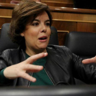 La vicepresidenta, Soraya Sáenz de Santamaría, en el Congreso este miércoles.