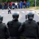 Los mineros y los antidisturbios frente a frente, en uno de los numerosos enfrentamientos que se pro