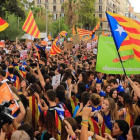Huelga de estudiantes en la plaça Universitat.