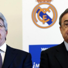 El presidente del Atlético de Madrid, Enrique Cerezo, junto al presidente del Real Madrid, Florentino Pérez.