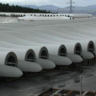 Imagen de archivo de palas eólicas almacenadas en las instalaciones de LM.