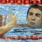 Phelps tras competir en la final de los 100 mariposa, disputada ayer.