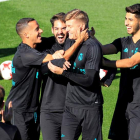 El Madrid recuperó ayer a algunos de sus internacionales. V. LERENA