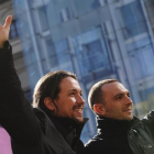 Pablo Iglesias y el secretario general de Podemos en Madrid, Luis Alegre.