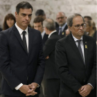 Pedro Sánchez y el presidente de la la Generalitat de Cataluña, Quim Torra. ANDREU DALMAU